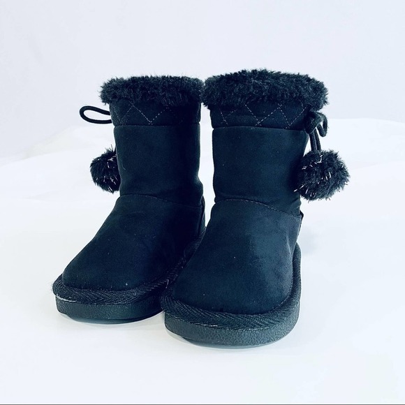 CITY Streets Baby Toddler Black Faux Fur Boots Size 5 Months Winter Girl - Picture 6 of 10